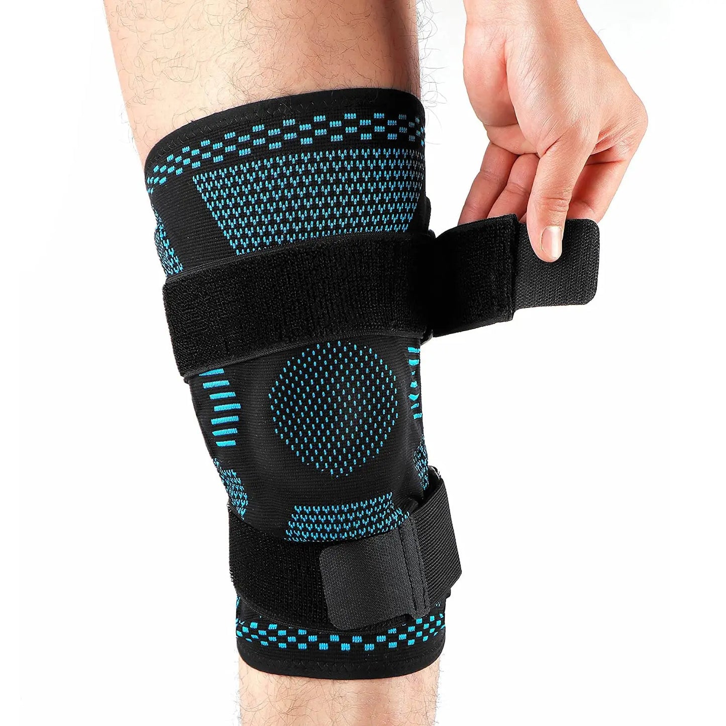 1 Stück Kniebandage, Kompressionsmanschette mit Seitenstabilisatoren und Patella-Gel für Knieschmerzen, Meniskusriss, ACL-Verletzungserkennung