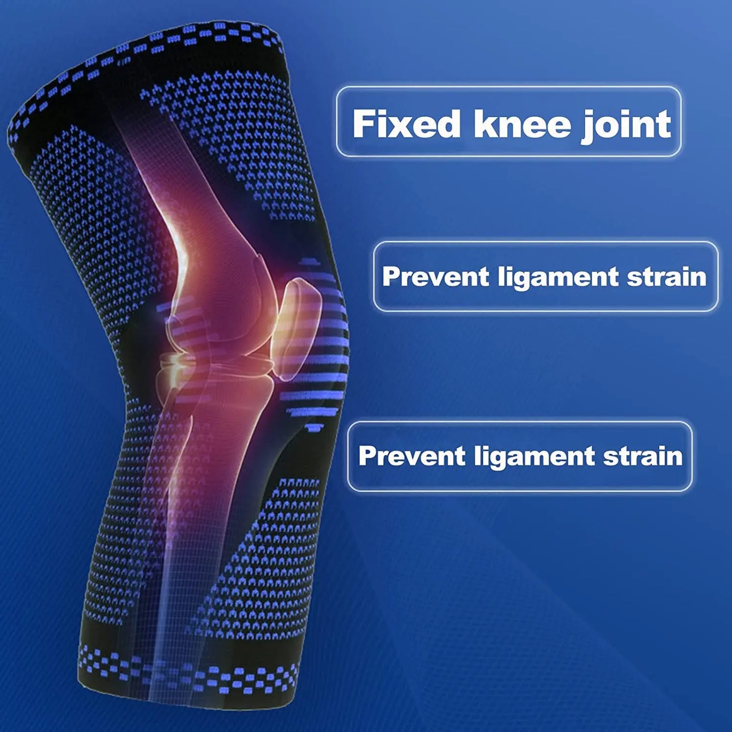 1 Stück Kniebandage, Kompressionsmanschette mit Seitenstabilisatoren und Patella-Gel für Knieschmerzen, Meniskusriss, ACL-Verletzungserkennung
