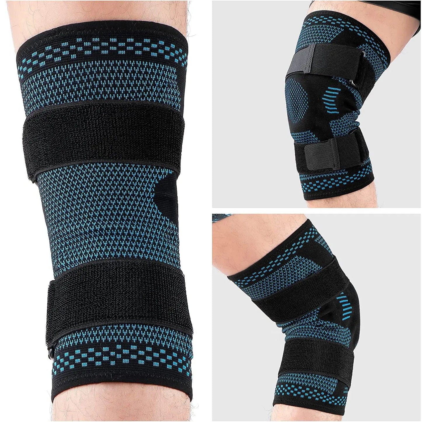 1 Stück Kniebandage, Kompressionsmanschette mit Seitenstabilisatoren und Patella-Gel für Knieschmerzen, Meniskusriss, ACL-Verletzungserkennung